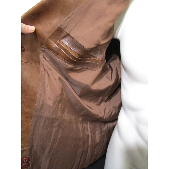 EUC! Vintage 70s Europe Craft Brown Leather Jacket Men Sz 44 - Picture 11 of 12